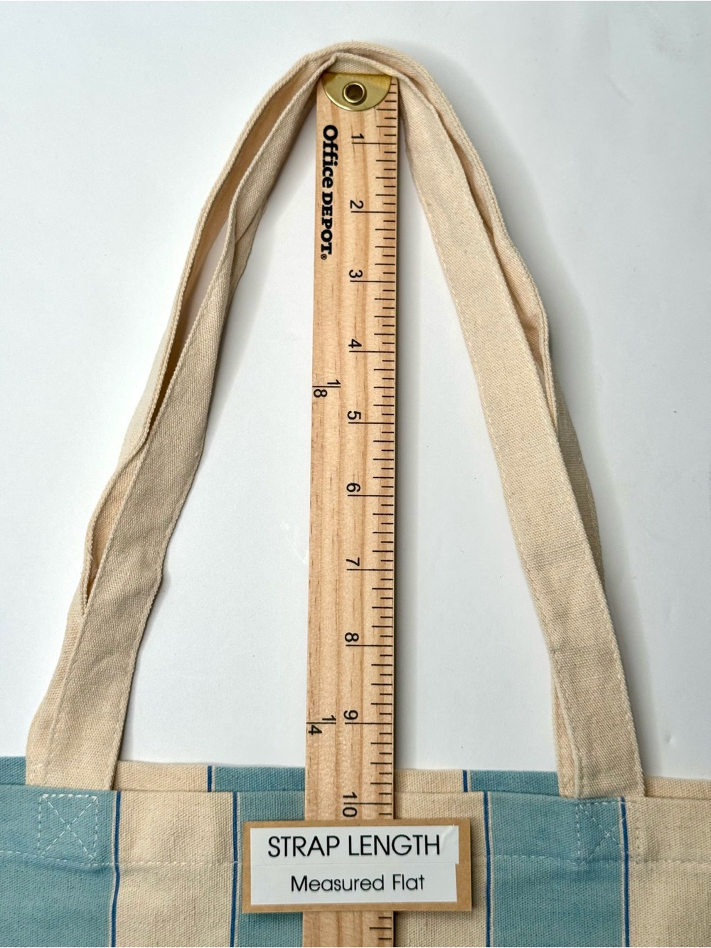 SEZANE San Francisco Exclusive Striped Tote Bag Blue & Cream Cotton Canvas - Picture 9 of 11